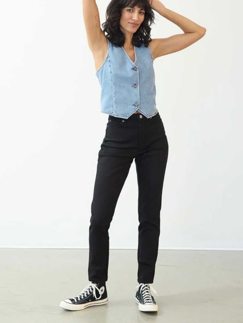 NWOT Reitmans ‘The Vintage’ Slim-Leg High-Rise Jeans Black Denim Size 28 Petite